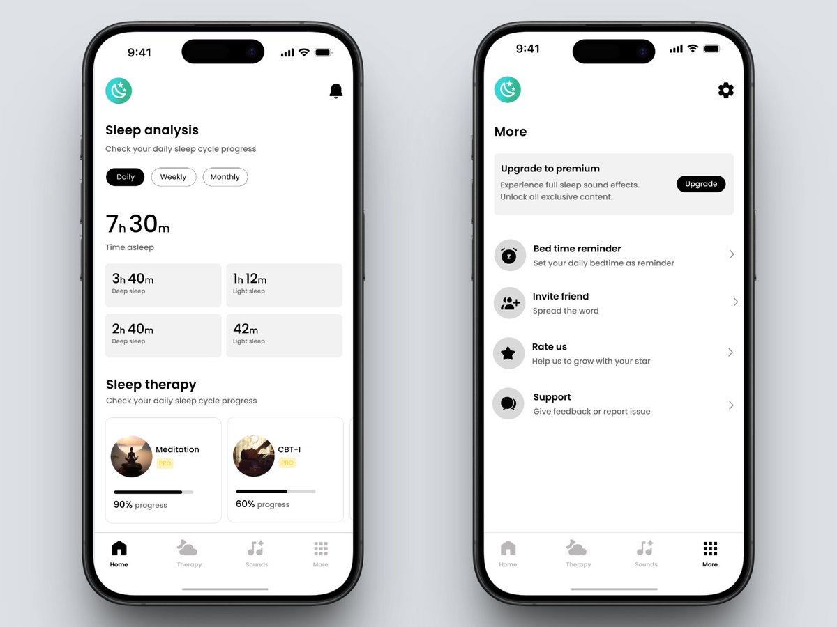 harbie_UI's tweet photo. Day 1 of the 20 days design challenge.
Today I redesigned minimalistic screens for a sleep tracker app.
The goal was to create clean, functional and aesthetically pleasing visuals. What are your thoughts?
Inspo: Instagram
#UIDesign #20daysdesignchallenge https://t.co/0gbe4qD6NZ