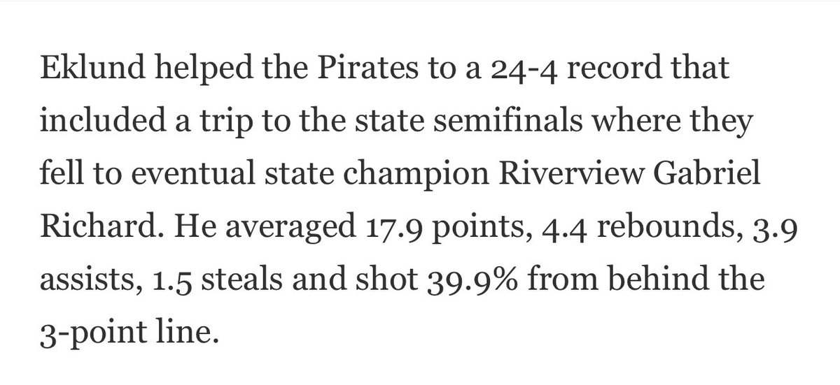 GradyEklund10's tweet image. Appreciate the media recognition for this past season! Cannot wait to get back with my teammates in June to start building towards another run next March.