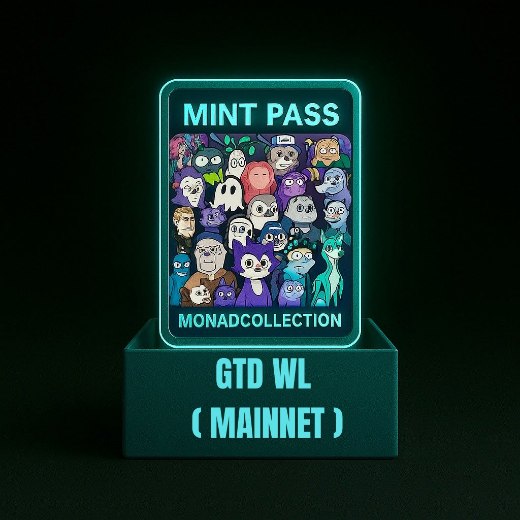 Monad Collection🎟️ (@monadcollection) on Twitter photo Monad Collection Mint Pass Giveaway
5X Mint Pass NFT
GTD mint on Mainnet
Follow <a href="/monadcollection/">Monad Collection🎟️</a>
❤️+RT
Tag Friends
End in 72 hours Monad Collection Mint Pass Giveaway
5X Mint Pass NFT
GTD mint on Mainnet
Follow <a href="/monadcollection/">Monad Collection🎟️</a>
❤️+RT
Tag Friends
End in 72 hours