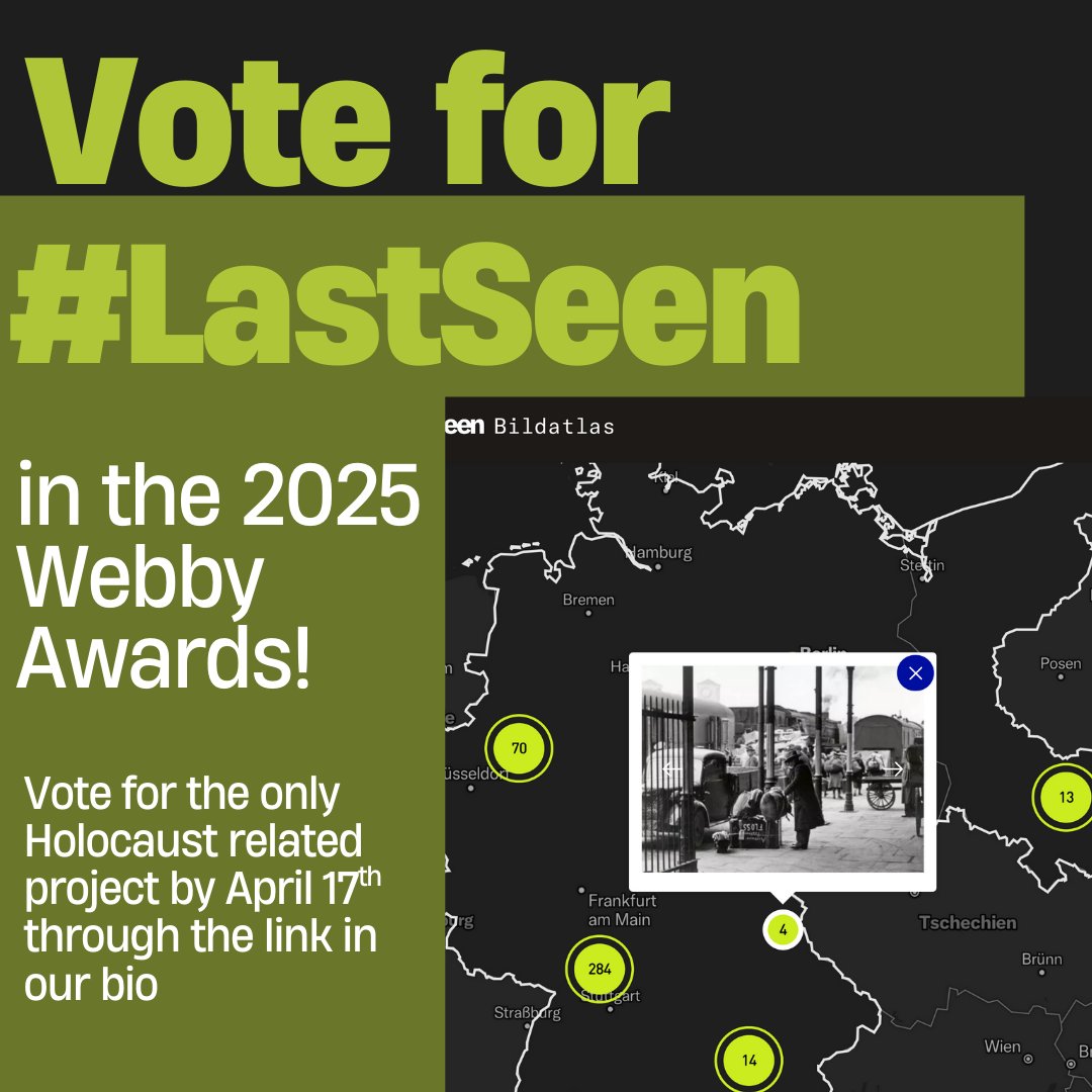 The CAGR is proud to announce that the #LastSeen project is nominated for a Webby Award! The webpage is an interactive digital atlas of deportations during the Holocaust and as a founding partner of the project, we would appreciate if you cast a vote: tr.ee/n5Xh3cvoAy