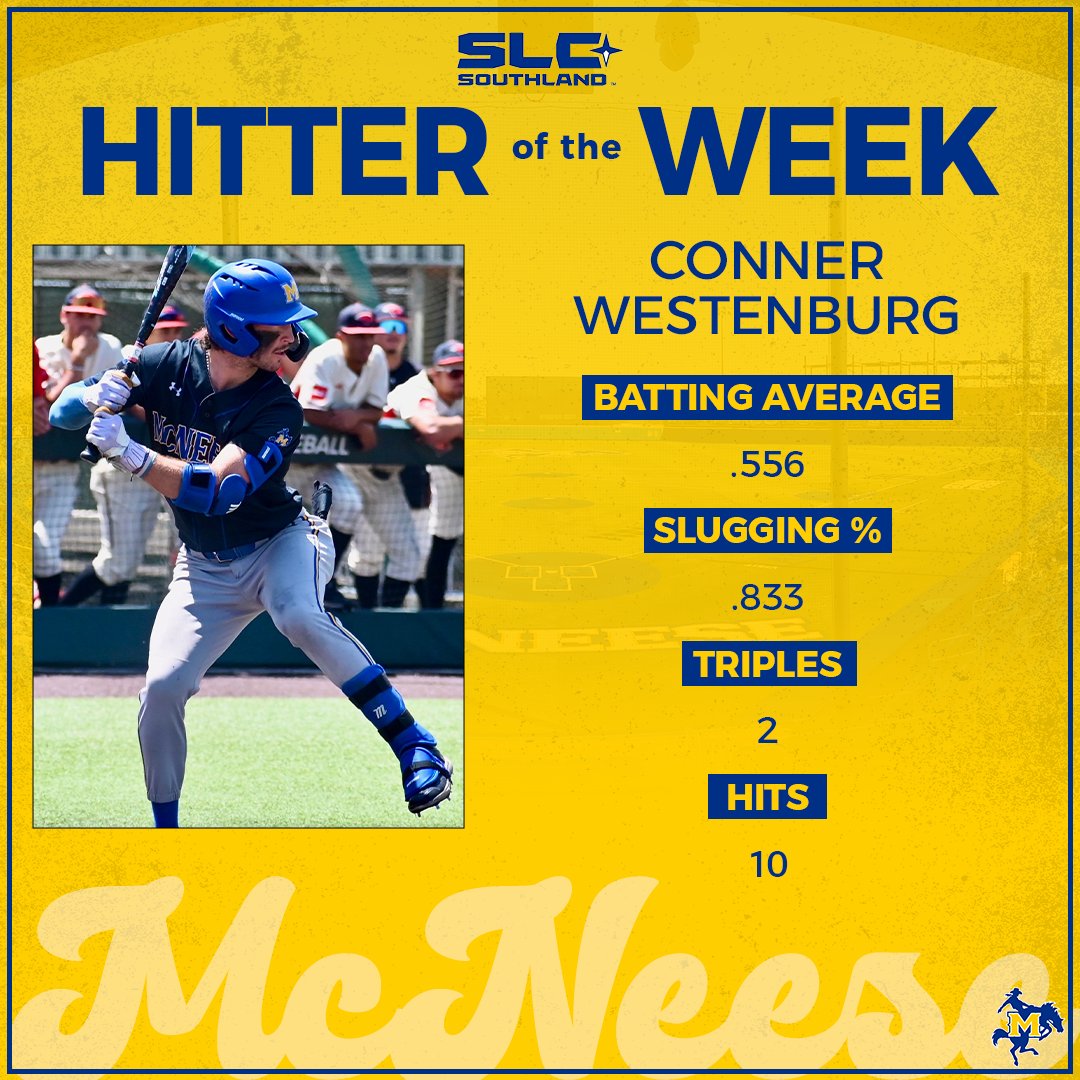 Congrats to <a href="/C_Westenburg2/">Conner Westenburg</a> on earning SLC Hitter of the Week!

#GeauxPokes | #FERDA