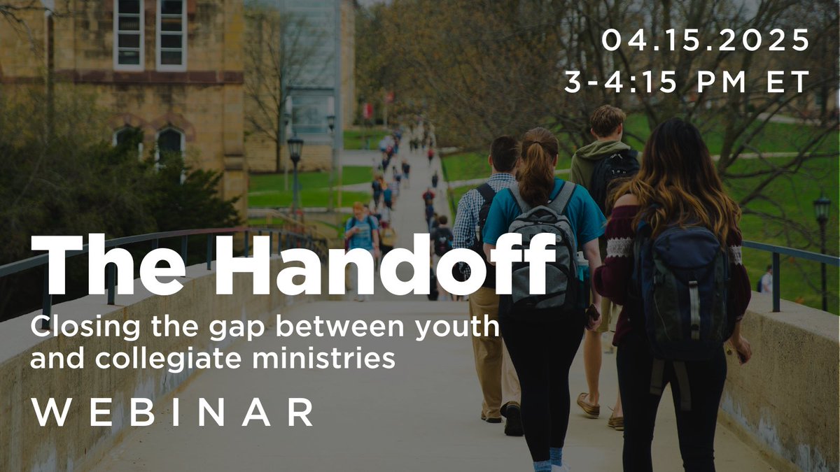 How can we improve at closing the gap between youth ministry and collegiate ministry?

Join newly 400 leaders registered for this FREE online much-needed conversation.

Tomorrow APRIL 15, 2025, 
3:00-4:15 P.M. ET / 2:00-3:15 P.M. CT

Register Here: gensend.org/events/the-han…