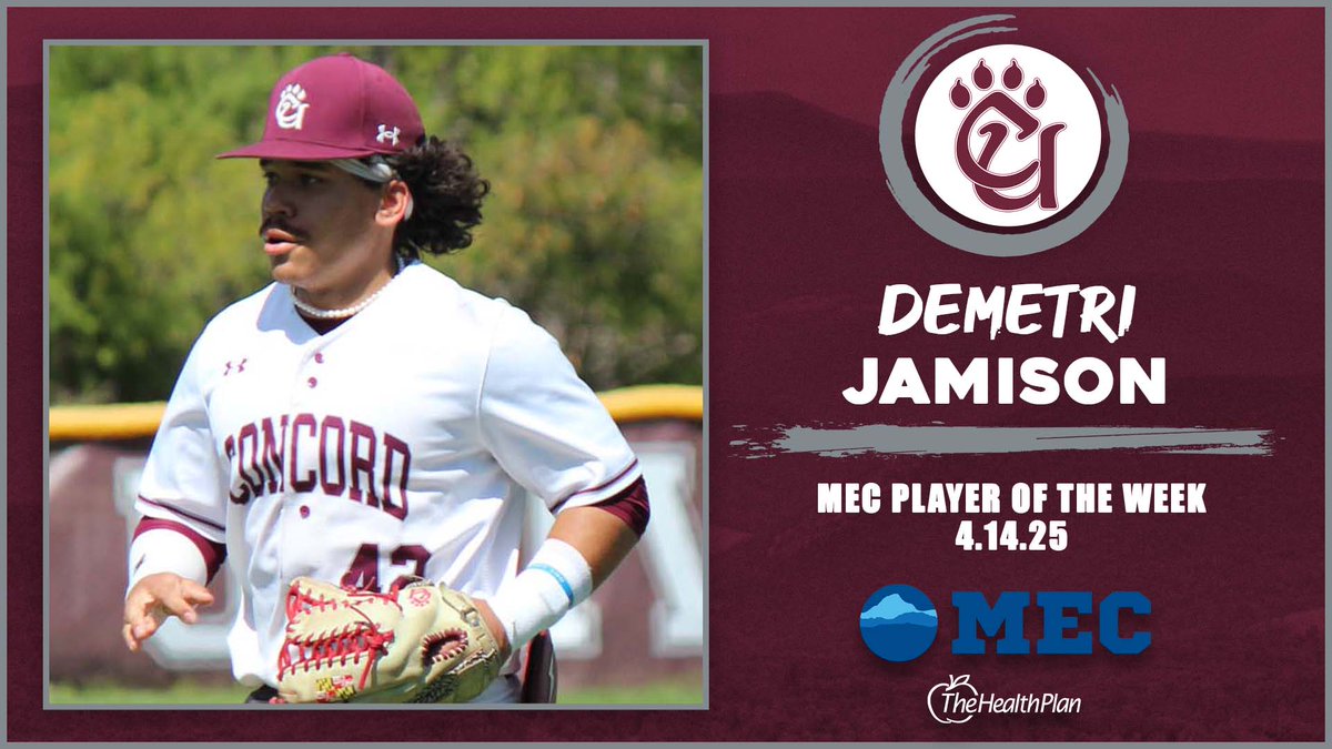.<a href="/ConcordBaseball/">Concord Baseball</a>'s Demetri Jamison was named MEC Player of the Week after crushing a pair of home runs and batting .500 (5-for-10) against West Virginia Wesleyan.