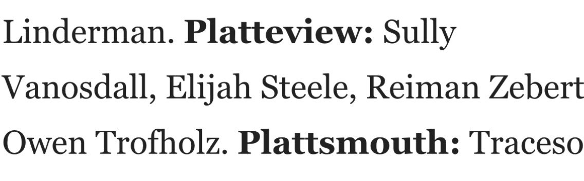 Congrats to our Omaha World Herald Honorable Mention All-State honorees!

<a href="/sullyXvanosdall/">sully</a> <a href="/Elijahsteele06/">Elijah Steele</a> <a href="/ReimanZebert527/">Reiman Zebert</a> <a href="/owen_trofholz0/">Owen Trofholz</a>