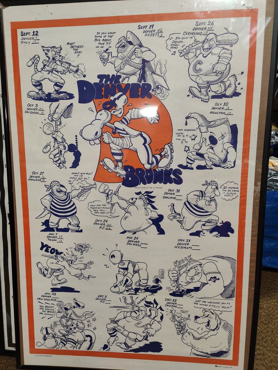 DnvrTim's tweet image. Framed up these #Broncos posters yesterday. Vintage! #BroncosCountry