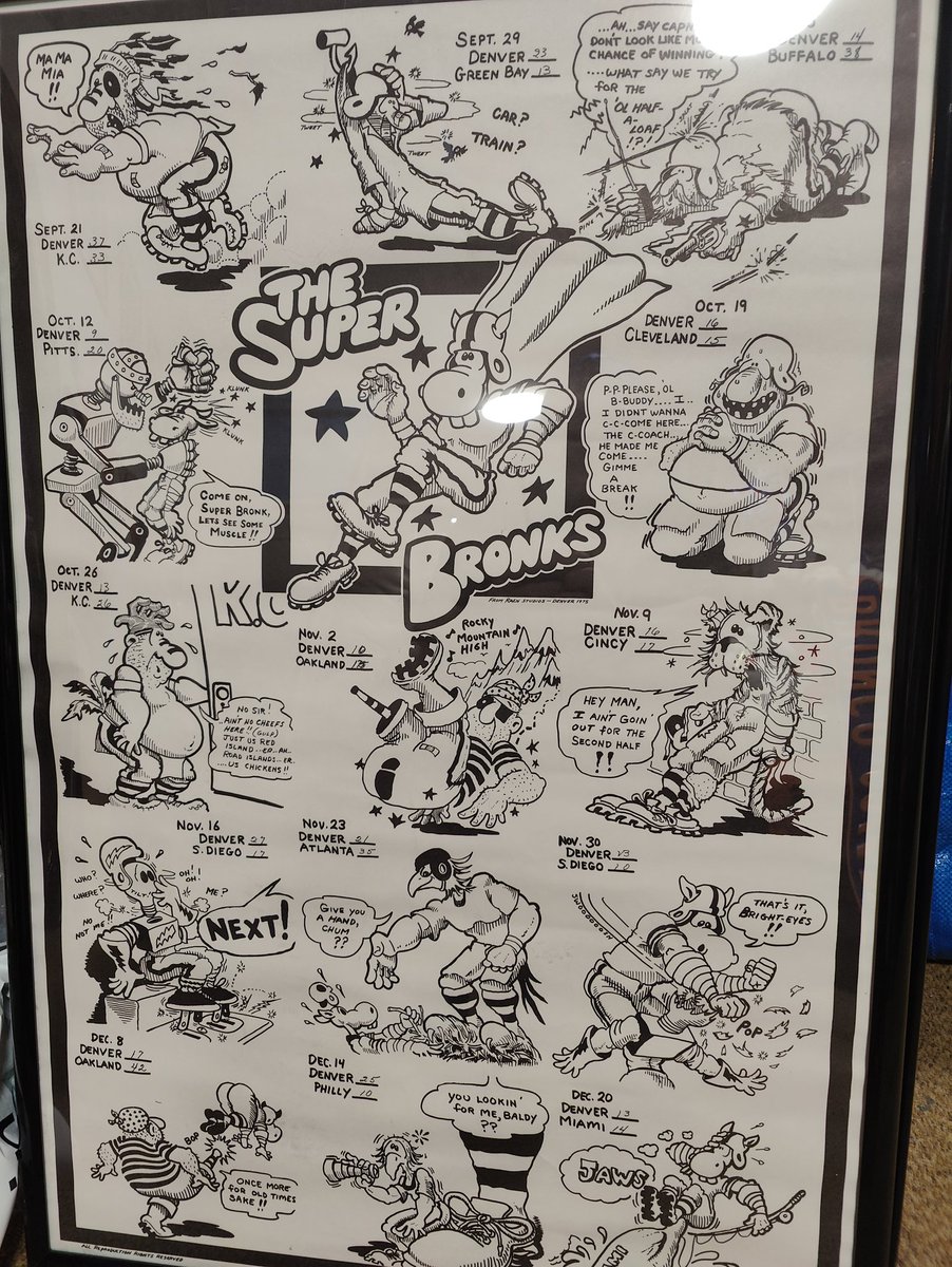 DnvrTim's tweet image. Framed up these #Broncos posters yesterday. Vintage! #BroncosCountry