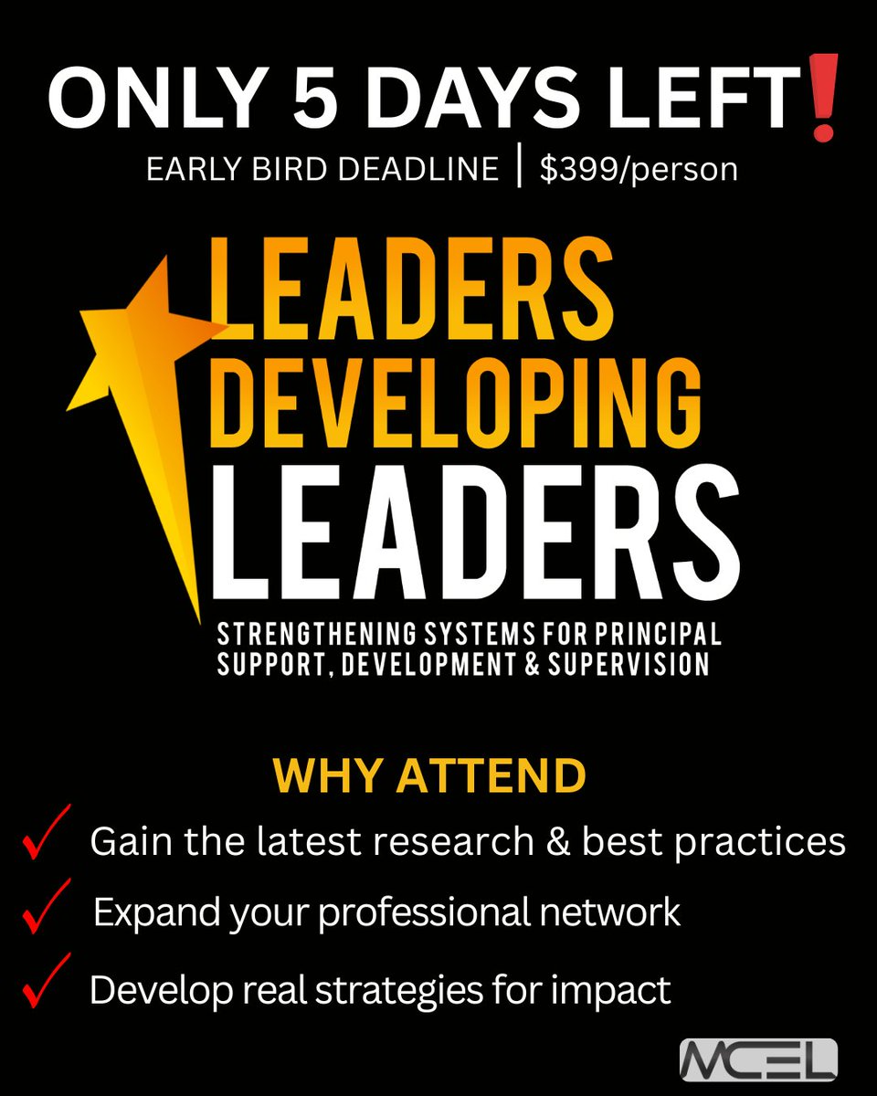 MCEL (Men of Color in Ed. Leadership) (@mcelleaders) on Twitter photo The Final Stretch!
🌟 Learn, network, and take action at the Leaders Developing Leaders Summit
🔗Learn More: bit.ly/LeadersDevelop…
🔗 Act Now: bit.ly/LDL2025Registr…
#LDL2025 #LeadershipMatters
<a href="/HarrisonPeters/">Harrison Peters</a> <a href="/stevenmgering/">Steve Gering</a> The Final Stretch!
🌟 Learn, network, and take action at the Leaders Developing Leaders Summit
🔗Learn More: bit.ly/LeadersDevelop…
🔗 Act Now: bit.ly/LDL2025Registr…
#LDL2025 #LeadershipMatters
<a href="/HarrisonPeters/">Harrison Peters</a> <a href="/stevenmgering/">Steve Gering</a>