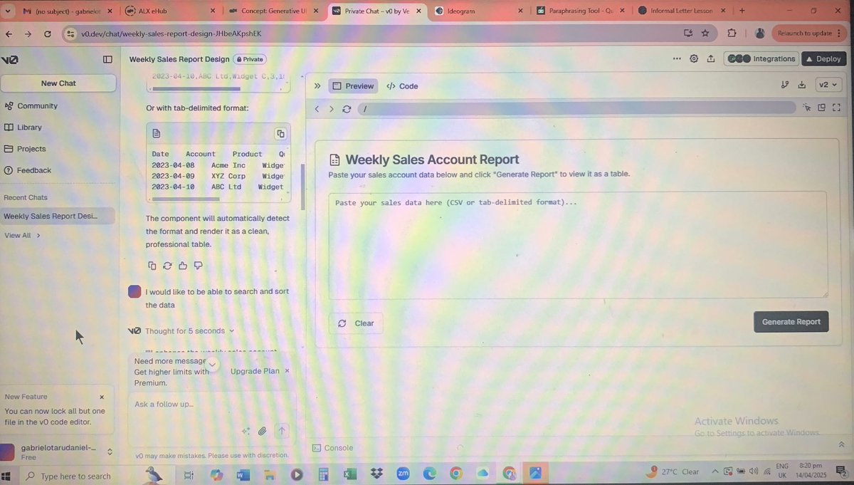 DanielOtaru2's tweet image. Watching v0.dev instantly turn my text instructions into a functional, intuitive UI was nothing short of magical. The future of no-code AI-assisted design is here!
#ALXAIStarterKit #GenerativeUI #v0dev #AIinDesign #SalesAutomation #FutureOfWork