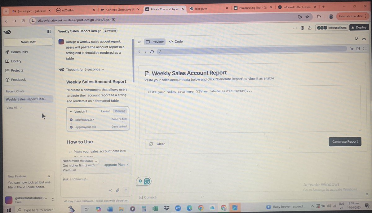 DanielOtaru2's tweet image. Watching v0.dev instantly turn my text instructions into a functional, intuitive UI was nothing short of magical. The future of no-code AI-assisted design is here!
#ALXAIStarterKit #GenerativeUI #v0dev #AIinDesign #SalesAutomation #FutureOfWork