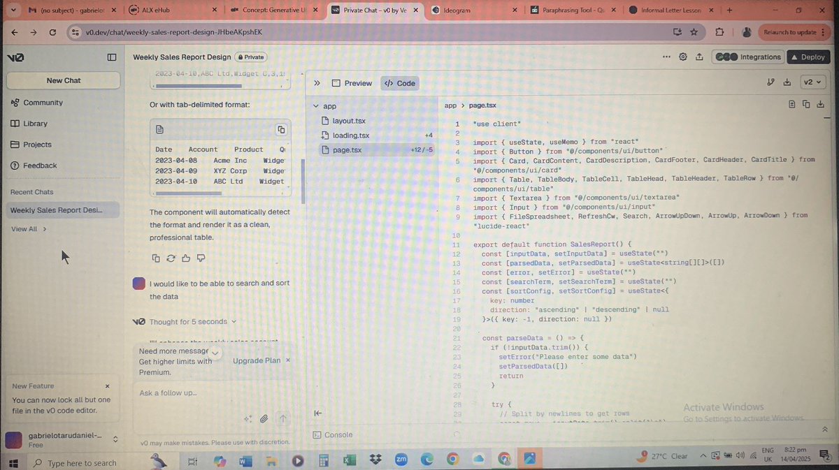 DanielOtaru2's tweet image. Watching v0.dev instantly turn my text instructions into a functional, intuitive UI was nothing short of magical. The future of no-code AI-assisted design is here!
#ALXAIStarterKit #GenerativeUI #v0dev #AIinDesign #SalesAutomation #FutureOfWork