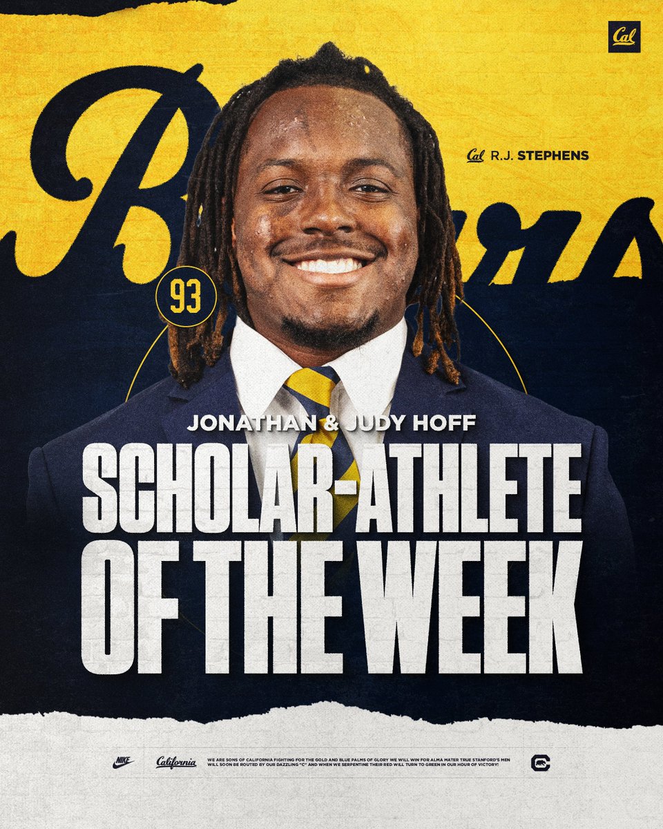 Congratulations to <a href="/rj_stephens_/">🌟MONSTAR🌟</a>  on being named the Jonathan &amp; Judy Hoff Scholar-Athlete of the Week 📚

#GoBears
