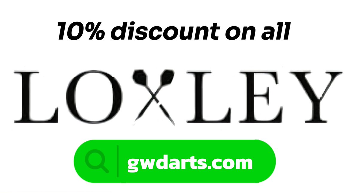 For the next 7 days 10% off all Loxley darts products. Discount is automatically applied at the checkout. 

Such a great brand with fantastic sets available. 

Check them out below

gwdarts.com/collections/da…

#loxleydarts