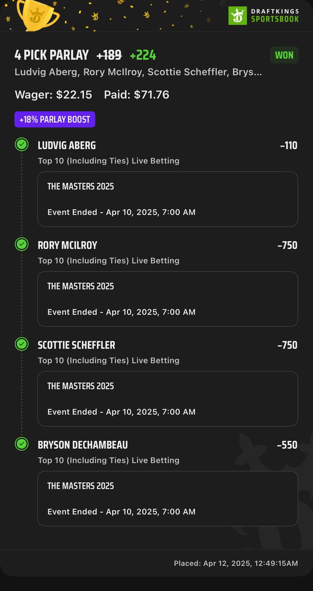 EZMoneywithZ's tweet photo. 2025 Masters ⛳️⬇️ https://t.co/XQloqgUv2J