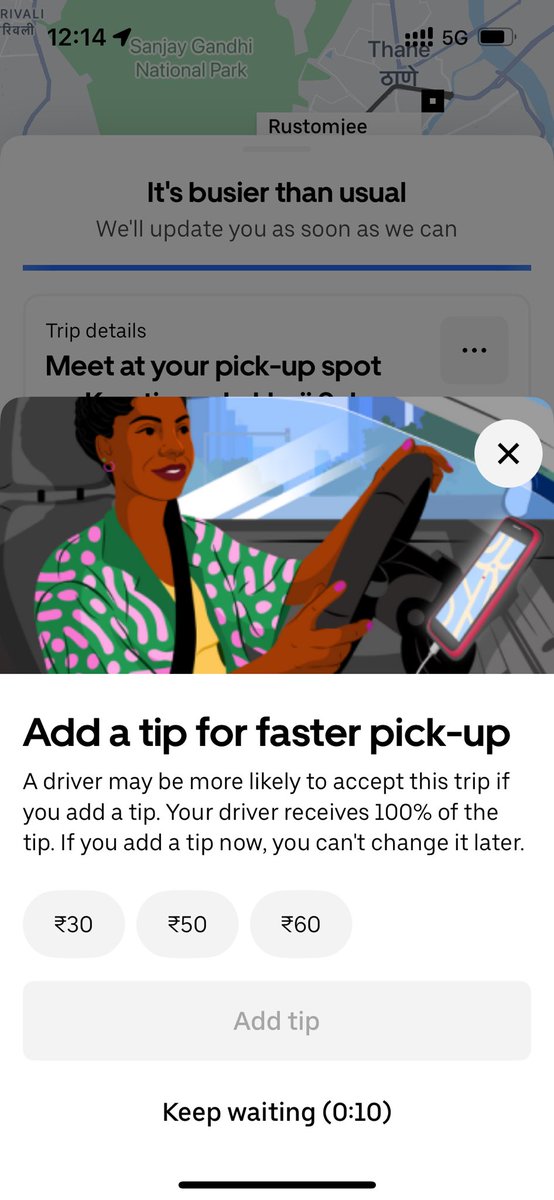 vireshsachdeva_'s tweet photo. How many more ways will the app try to increase the average order value ??

Already choose priority pickup with additional cost now pay tip to driver to choose me. 🤣🤣

Rishwat in colourful language 😂

#uber #Bribe #lifeinametro #monday https://t.co/QO7rwSqao1
