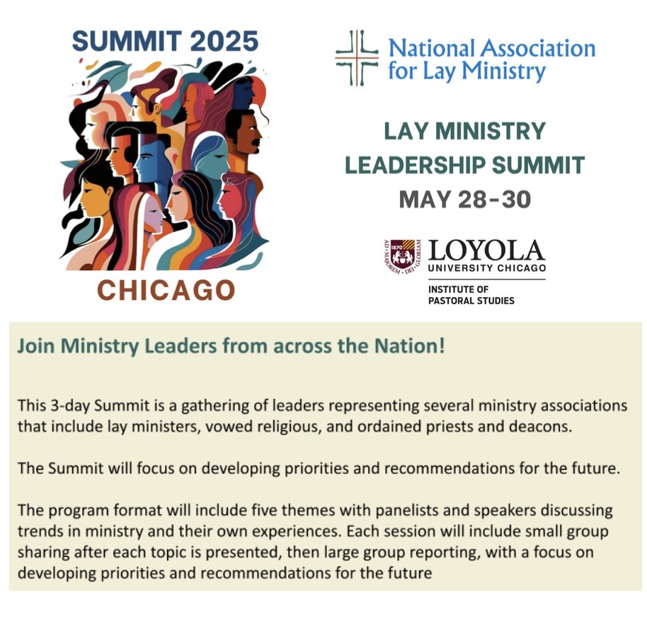 Please join us May 28th–30th for the National Association for Lay Ministry Leadership Summit, hosted by the IPS!

For more information and registration, head over to nalm.org.