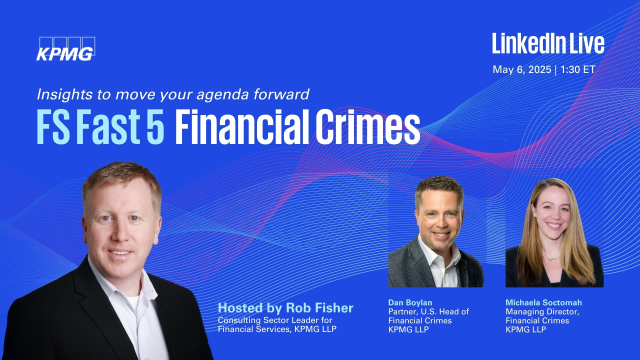 marathis1's tweet photo. Tune in on Tues, May 6 for FS Fast 5 with Rob Fisher: Financial Crimes From 1:30- 2 ET, Financial Crimes Leaders Dan Boylan and Michaela Soctomah will discuss the latest trends and market forces in #FinancialCrimes. Register now. #LinkedInLive #FSFast5 https://t.co/qRzOEU3R6h https://t.co/8nIqdLO9Lh