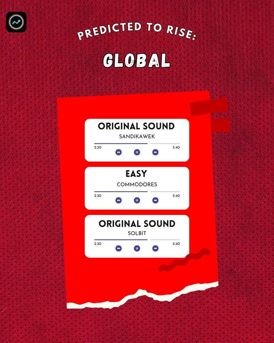 TrendTokApp's tweet photo. Trending soon! These 3 sounds are about to blow up on TikTok worldwide—get ahead of the curve and ride the wave 🌍📈 

#TrendTok #TikTokTrends #ViralSounds #ContentCreator #TikTokTips #ForYou #SoundOn https://t.co/6rgzQ4yKiY