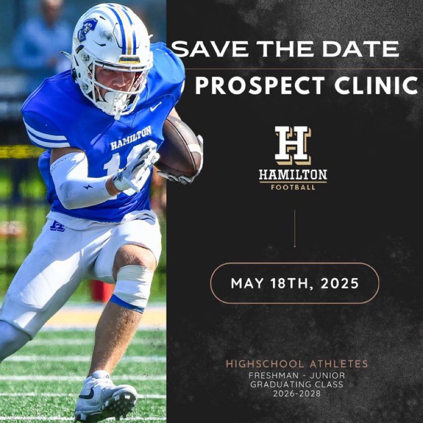 Thank you <a href="/CoachJFriedman/">Jeffrey Friedman</a> for the personal invitation to <a href="/HamCollFootball/">Hamilton College Football</a> prospect camp, can’t wait to compete!