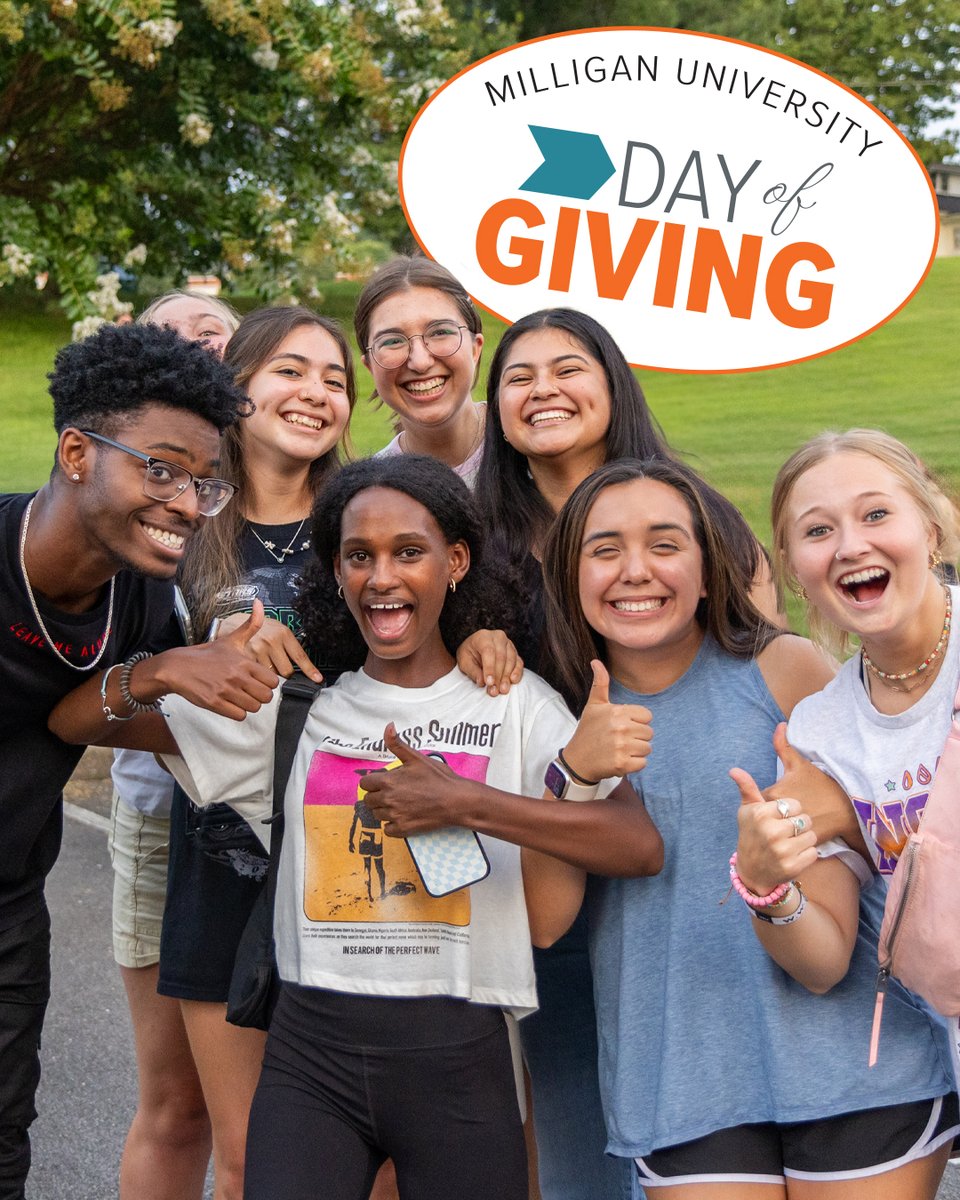 Milligan University (@milligan_univ) on Twitter photo TODAY’S THE DAY!
Milligan’s Day of Giving is HERE, and we’ve got a BIG goal: 415 donors in 24 hours!
Every gift supports scholarships and helps students grow in knowledge and in Christ.
Give now: givecampus.com/schools/Millig…
#MilliganGivingDay25 #MilliganUniversity TODAY’S THE DAY!
Milligan’s Day of Giving is HERE, and we’ve got a BIG goal: 415 donors in 24 hours!
Every gift supports scholarships and helps students grow in knowledge and in Christ.
Give now: givecampus.com/schools/Millig…
#MilliganGivingDay25 #MilliganUniversity