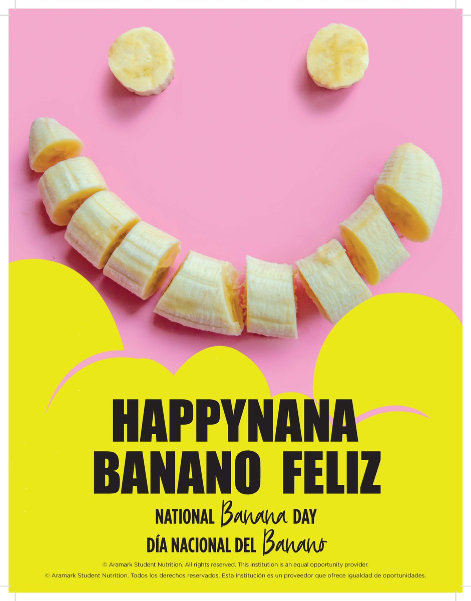 Make sure to stop by the cafeteria on Wed 4/16 for Banana Day! We will be serving bananas with whipped cream with every reimbursable lunch! 🍌