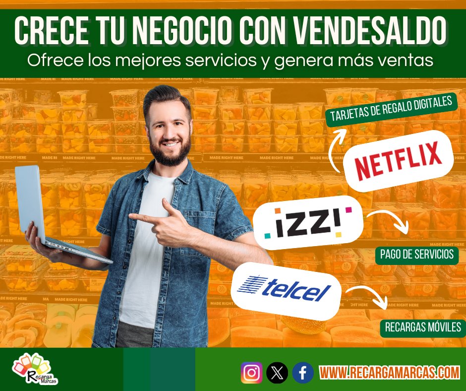RecargaMarcas's tweet photo. Haz crecer tu negocio con recargas electrónicas, ofrece las principales compañías y gana comisiones extras
#venderecargaselectronicas #venderecargasparacelular #venderecargasentunegocio #ganacomisionesdesdecasa #ganacomisionesporinternet https://t.co/ioKdNTlnbd