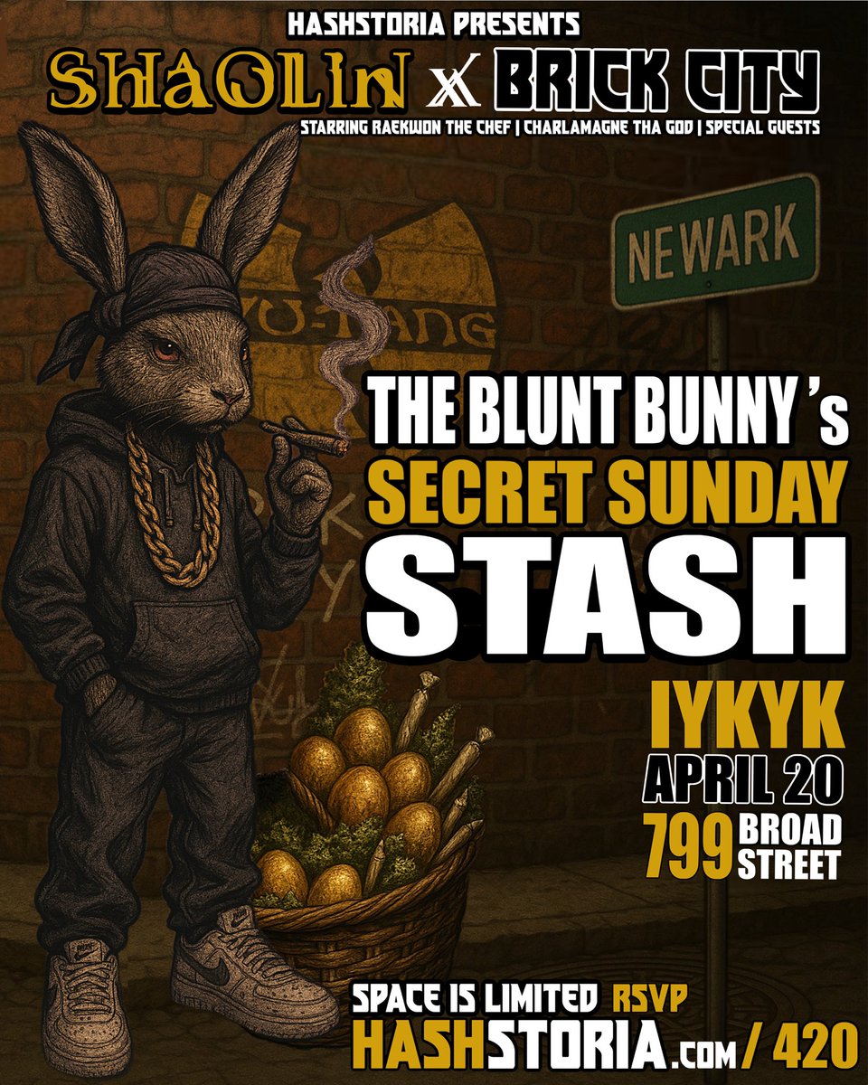 Hashstoria_OG's tweet photo. Shaolin x Brick City: The 4/20 Weekend is Going to Be Legendary at #Hashstoria #Newark. 799 Broad Street. #raekwon #wutang #wutangclan #charlamagnethagod #420weekend https://t.co/Yfp5ULYAwY