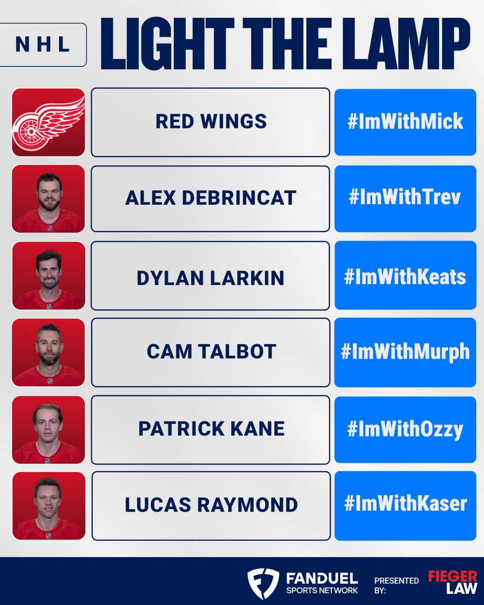 FanDuelSN_DET's tweet photo. It's @FiegerLaw Light The Lamp time! 🚨
Share your pick with us using #IMWITH and we'll reveal the winner after the game!
#LGRW https://t.co/TERXxPrUci