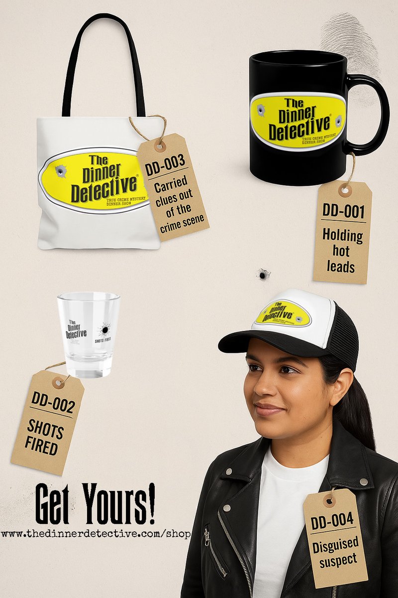 Did you know that you can bring The Dinner Detective merch home? Well you can and it is officially on the loose—and it’s armed with style.

➡️ Snag yours now: loom.ly/ne2BvoE

#TrueCrimeStyle #DinnerDetective #MysteryMerch #ShotsFired #TrueCrime #MurderMystery