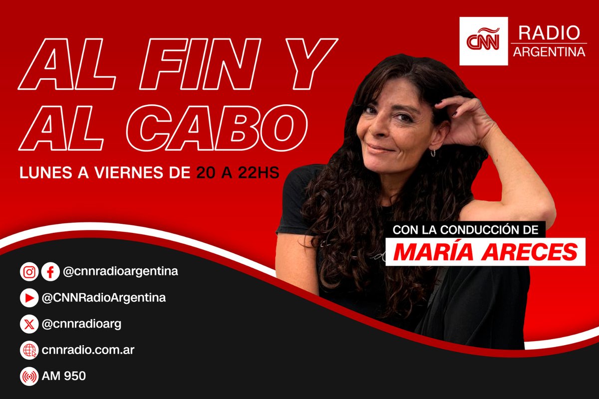 NEXOar's tweet photo. EN EL AIRE | Ya comenzó #AlFinYAlCabo con la conducción de @MariaArecesok hasta las 22hs.

#CNNRadioArgentinaEscuchanos en https://t.co/pNOvQeCPDB https://t.co/O2QXExrx50