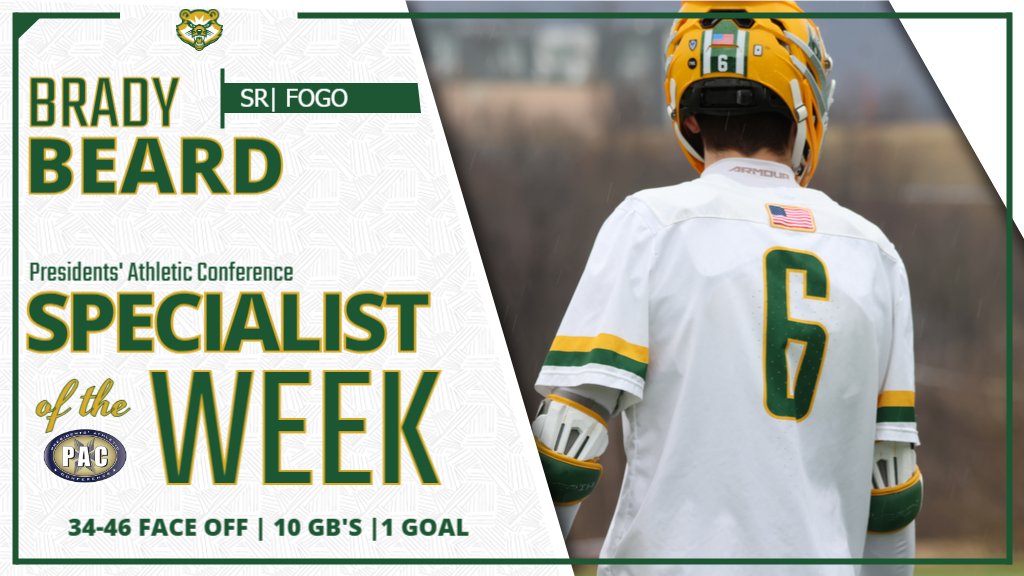 SVC Bearcats (@svc_bearcats) on Twitter photo Brady Beard has been awarded specialist of the week for the third time this season!🐻🟢🟡
<a href="/SVC_MLAX/">SVC Men's Lacrosse</a> Brady Beard has been awarded specialist of the week for the third time this season!🐻🟢🟡
<a href="/SVC_MLAX/">SVC Men's Lacrosse</a>
