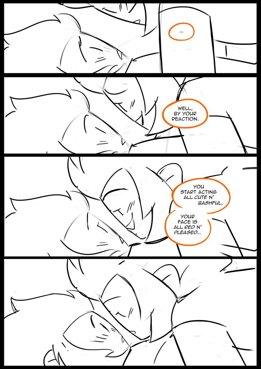 a snippet from one of the future shadowpeach comics, m has a fever, w is here to help💛