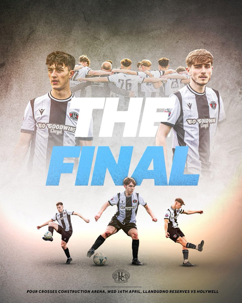 CUP FINAL 🏆

On Wednesday night our reserves face Holywell Development Team at the Four Crosses Construction Arena in the final of the FAW Reserve League North Cup 🫡

#Llandudno #LlandudnoFC #WeAreOne #KeepTheFaith