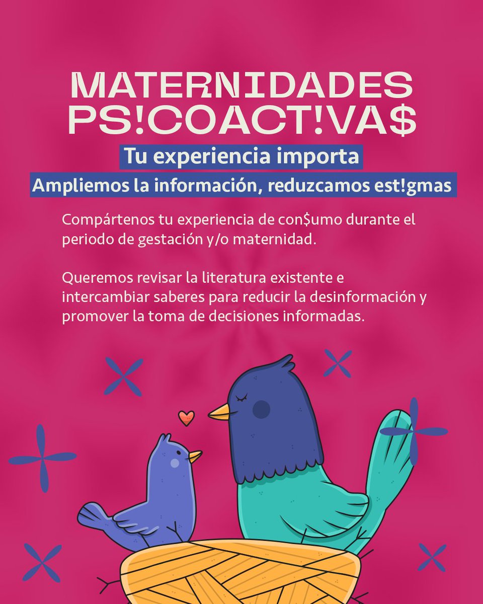 ¡Queremos escucharte! Compartamos experiencias para complementar información sobre uso de sustanc1as y maternidades.

Llena nuestra encuesta antes del 27 de Abril. 
🔗forms.gle/S4iKgv5VRs1Huc…