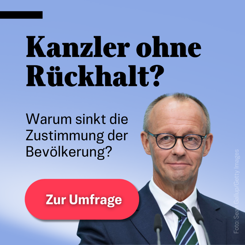 EpochTimesDE's tweet photo. Die Zustimmung zu Friedrich Merz als Kanzlerkandidat sinkt: Laut ZDF-Politbarometer befürworten ihn nur noch 37% – 53% lehnen eine Kanzlerschaft durch ihn ab.
Was denken Sie darüber? Jetzt an unserer kurzen Umfrage teilnehmen?