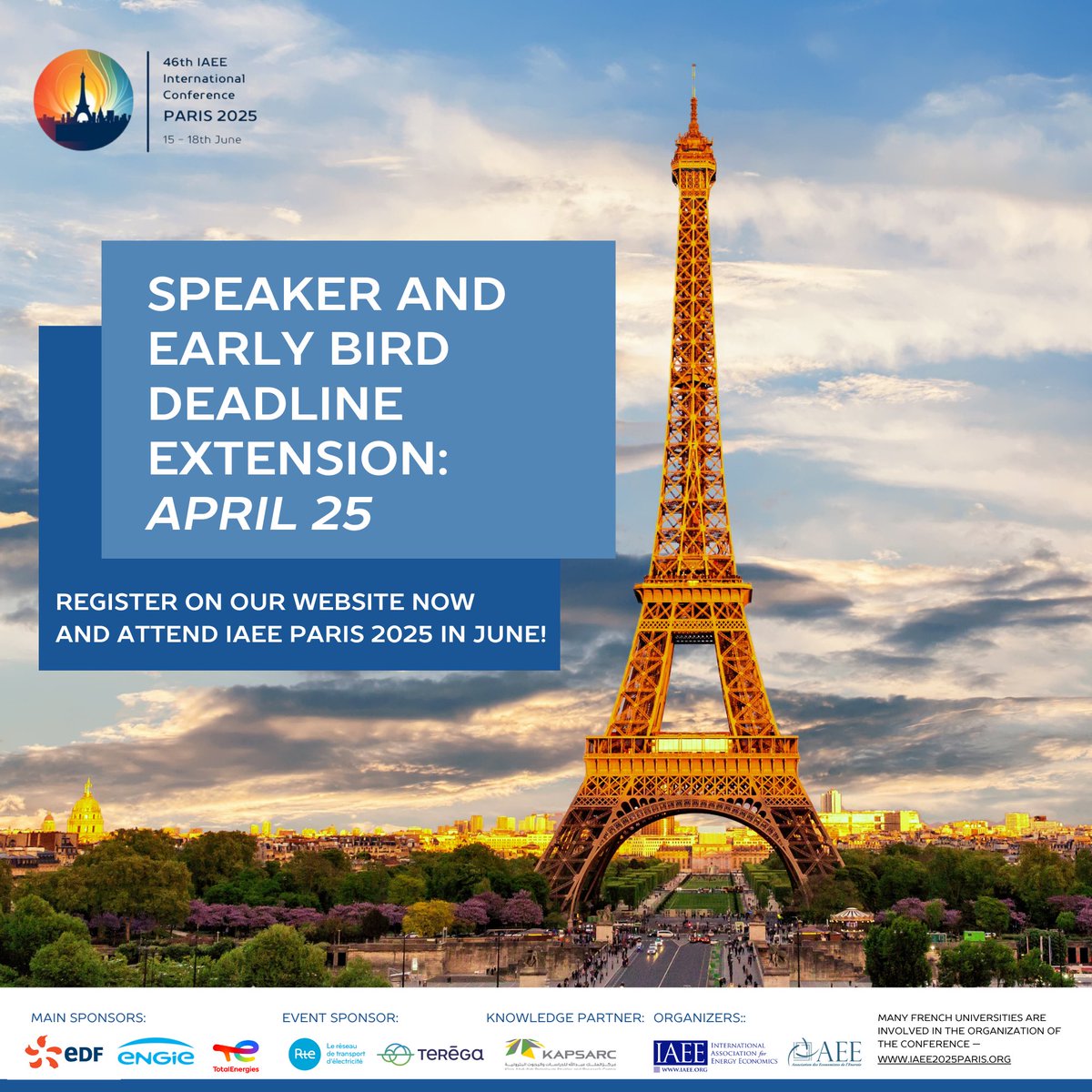 ✨ Great news! There’s still time to be part of one of the most anticipated energy events in Paris!

Register at iaee2025paris.org

📍 Join us this June for an unforgettable experience of knowledge-sharing, collaboration, and French hospitality.
#iaee2025paris
