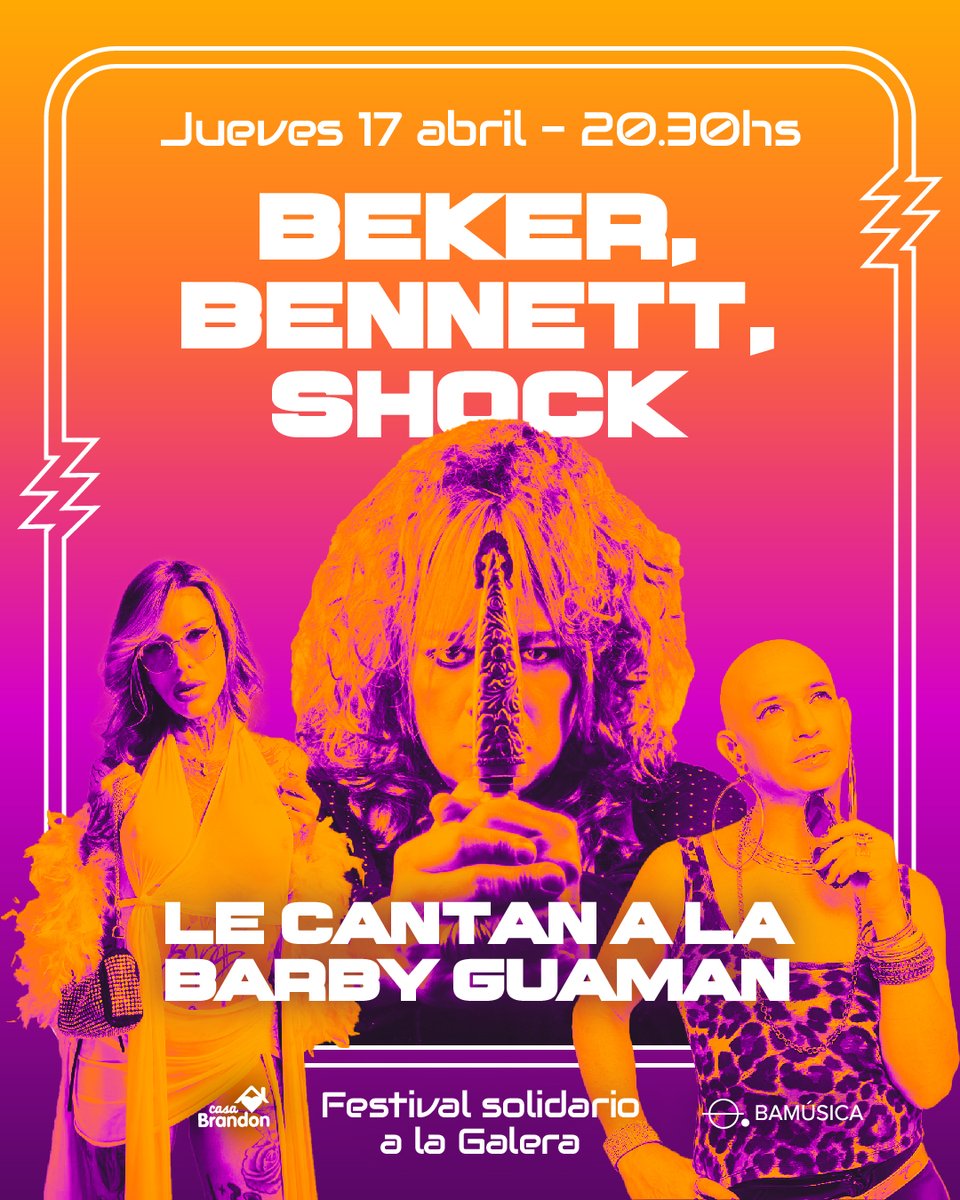Jueves 17 de abril - 20.30hs ( pre feriado )
🎶Becker-Bennett-Shock le cantan a la Barby Guamán 😍
🎤Presentadore Garni como "Benito"

Festival solidario a la Galera‼️
Ingreso por orden de llegada hasta agotar la capacidad. 

¡Les esperamos! 🏠❤️
