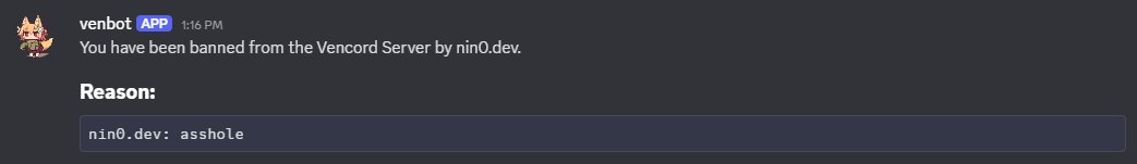 ZachNohKap's tweet photo. (Continued) When calling the mod a piece of shit for his actions and silencing people who are sharing their frustration, I got INSTANTLY BANNED. DO NOT SUPPORT THESE PRICKS. There is no reason to have #Vencord installed anymore. So don't install it, and don't support them. https://t.co/kR13b9Awhu