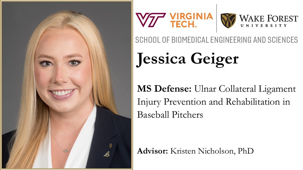 Wake Forest Biomedical Engineering (@wakebme) on Twitter photo 🎉 Congratulations to SBES graduate student, Jess Geiger, for successfully defending her Master's thesis!⚾️
Special thanks to faculty mentor Dr. Kristen Nicholson at the <a href="/WakePitchingLab/">Wake Forest Pitching Lab</a> for her support & guidance since 2023! #MSDone #SBESGraduate #SportsMedicine 🎉 Congratulations to SBES graduate student, Jess Geiger, for successfully defending her Master's thesis!⚾️
Special thanks to faculty mentor Dr. Kristen Nicholson at the <a href="/WakePitchingLab/">Wake Forest Pitching Lab</a> for her support & guidance since 2023! #MSDone #SBESGraduate #SportsMedicine