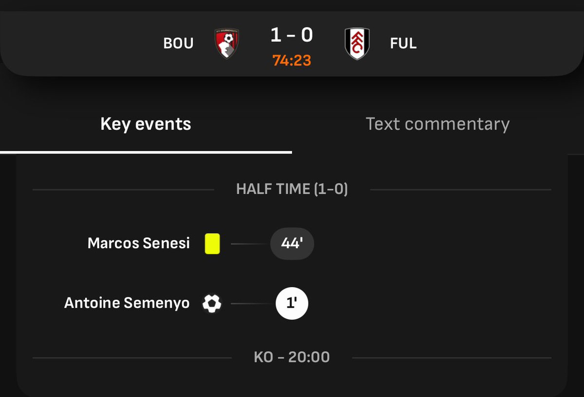 WEFOOTBALL777's tweet photo. 2024-25 PREMIER LEAGUE MATCHWEEK 32
Mon 14 Apr 20:00 UKT -  Bournemouth 1-0 Fulham during the first-half period 
#wefootball777 #football #PremierLeague #EPL #matchweek32
#AFCBournemouth #FulhamFC https://t.co/dfy66n3SaU