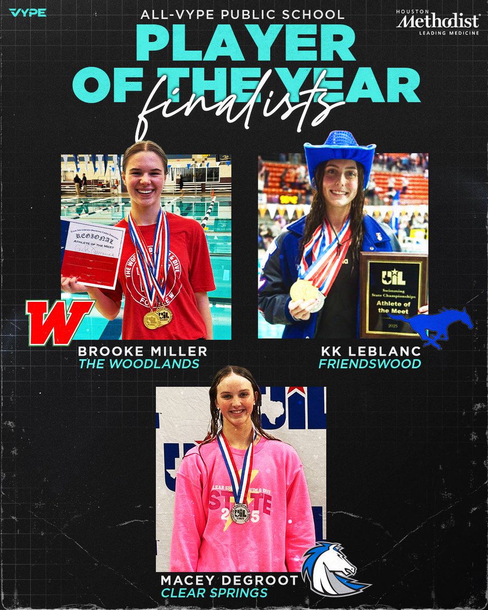 VYPE Houston (@vypehouston) on Twitter photo It is awards season here at VYPE! Here are the finalists for Public School Girls Swimmer of the Year presented by <a href="/MethodistHosp/">Houston Methodist</a> !
Tune in tomorrow to find out the Player and Team of the Year! It is awards season here at VYPE! Here are the finalists for Public School Girls Swimmer of the Year presented by <a href="/MethodistHosp/">Houston Methodist</a> !
Tune in tomorrow to find out the Player and Team of the Year!