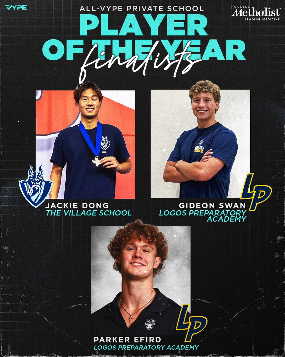 vypehouston's tweet image. It is awards season here at VYPE! Here are the finalists for Private School Boys Swimmer of the Year presented by @MethodistHosp !
Tune in tomorrow to find out the Player and Team of the Year!