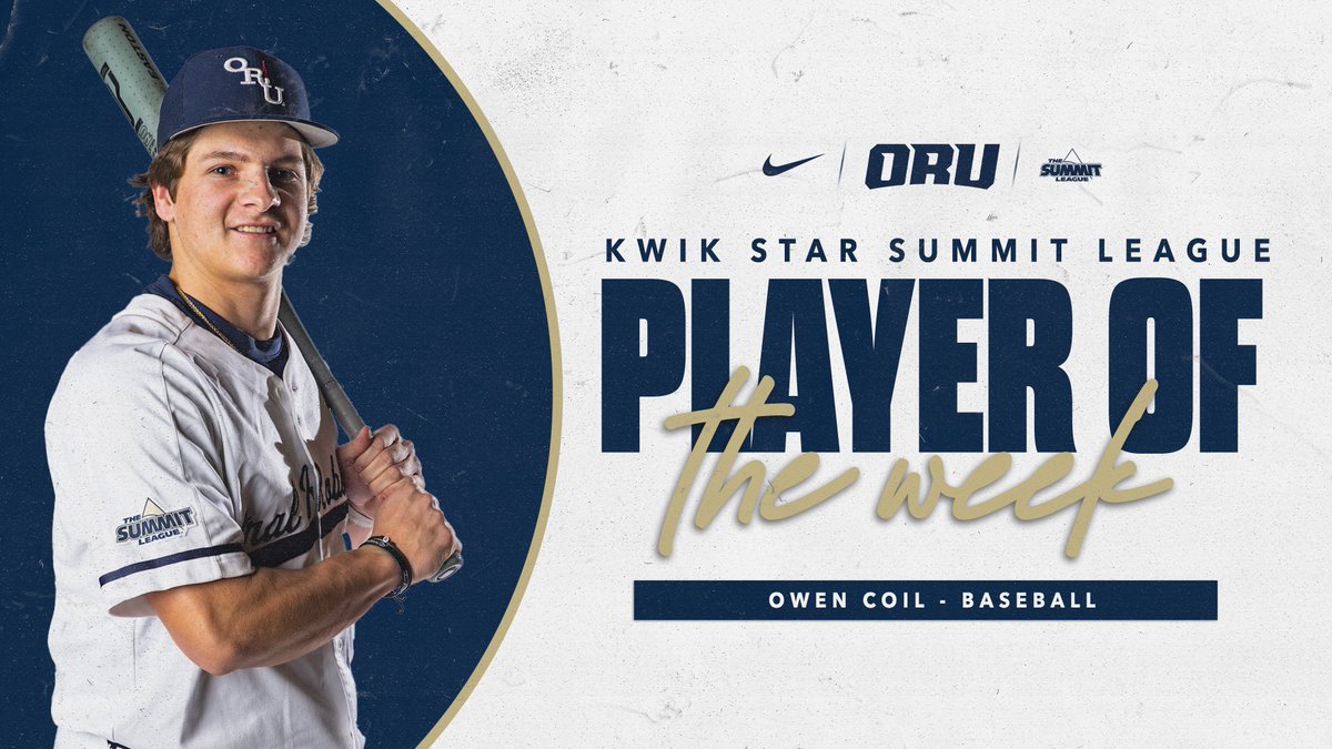 Coil CRUSHES his way to the Summit League Player of the Week Award 💪

The Freshman from Stillwater left the yard twice and recorded nine hits across the weekend series against Northern Colorado!

#ORUBase | #GoldenStandard