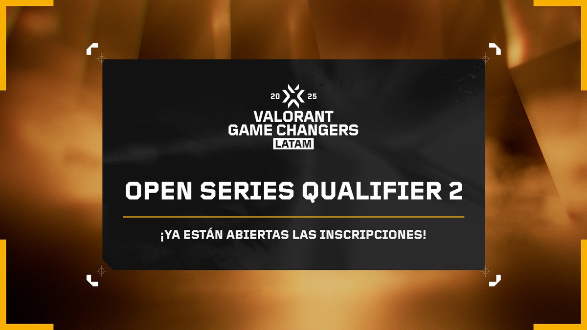 🚨 ¡Inscripciones abiertas para el Open Series Qualifier 2 de #VCTGameChangers 2025! 🔥

Forma tu equipo, compite por un lugar en el Stage 2 y demuestra tu nivel en LATAM.

Revisa los detalles en este artículo y registra tu equipo antes del 30 de abril.
👉 opengc.arenagg.com/es