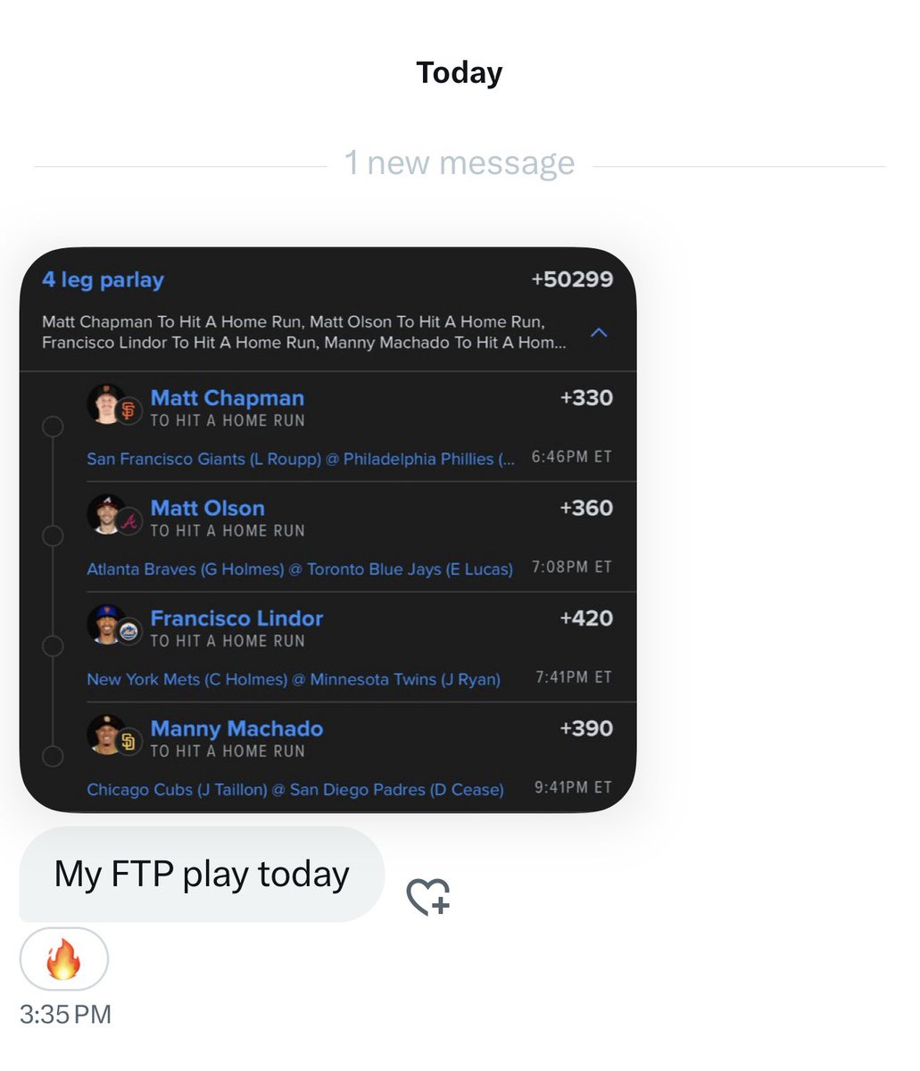 mikeroccovioli's tweet image. Follower that hit a 4-leg the other day, sent me his play today if you wanted to tail him