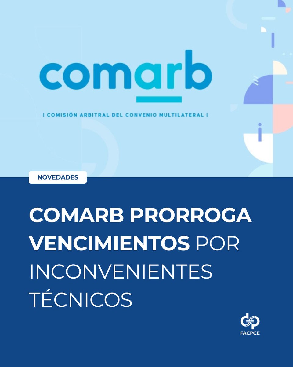 📣 COMARB prorrogó los vencimientos del régimen SIFERE hasta el 22/4 debido a los inconvenientes técnicos registrados en los sistemas.

 La medida fue comunicada tras gestiones realizadas por FACPCE. 

Más info 👉 facpce.org.ar/comarb-prorrog…
