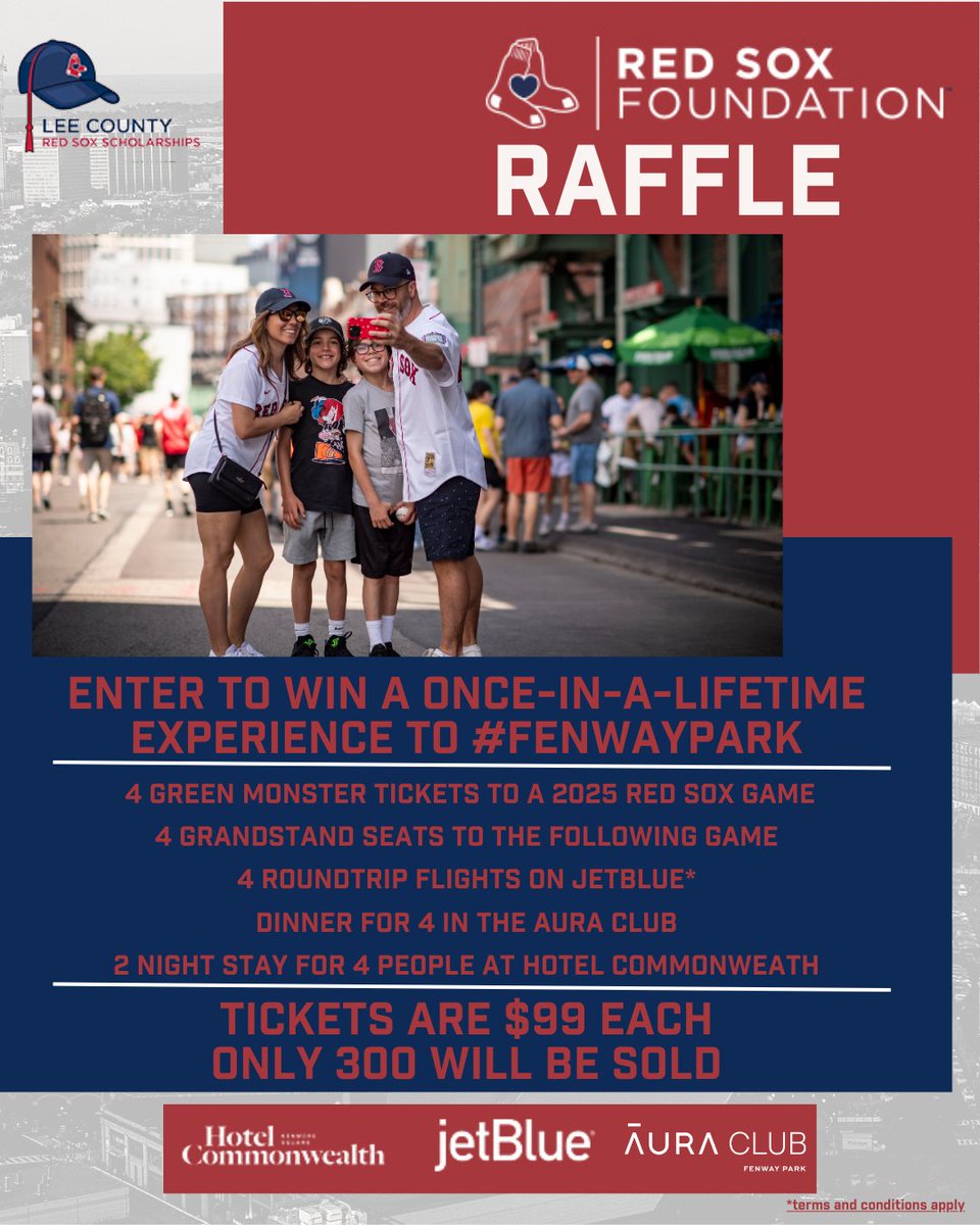 RedSoxFund's tweet photo. LAST CHANCE to enter our Ultimate Red Sox Raffle! Enter to win the ultimate Fenway experience while also supporting the Red Sox Foundation. 💙 

Buy raffle tickets at the link below! 🎟️
https://t.co/AvIdPsxjPK https://t.co/D5nITDOn2A