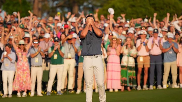 Thad_Ector's tweet photo. Hard to describe how bad we needed a Masters finish like that one. Side note: Watching all the fans taking it all in yesterday was pure. No phones at Augusta is my new favorite rule. Good start to the 2025 majors. https://t.co/OaL3ff6uAA