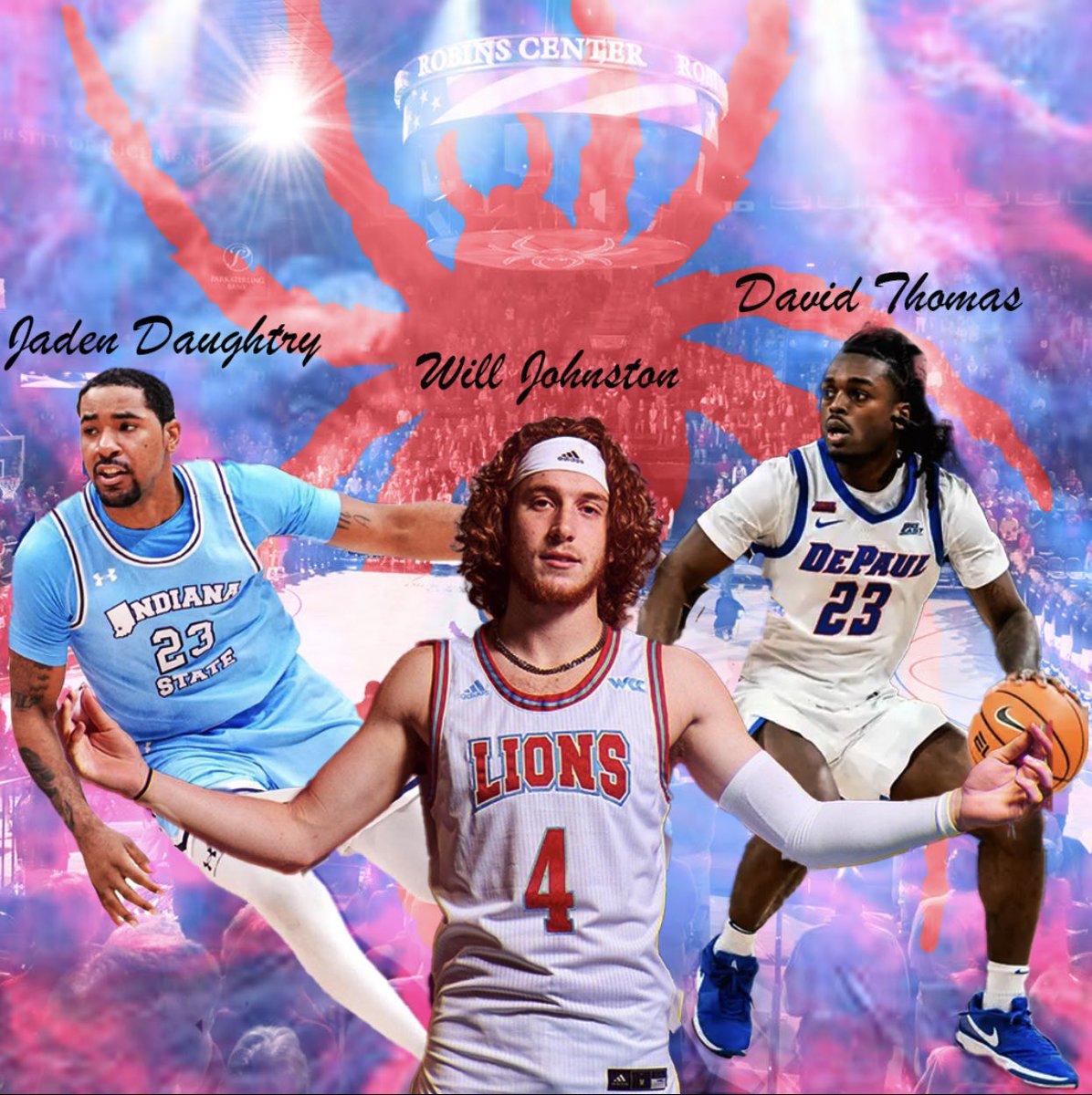 Richmond has picked up 3 solid transfers . 

Jaden Daughtry - Indiana st - 12.9 pts 
Will Johnston - LMU - 11.9 pts 3.2 ast
David Thomas - DePaul - 4.0 pts (11 pts @ Mercer) 

Who are you most excited for? Who else should the spiders go after?