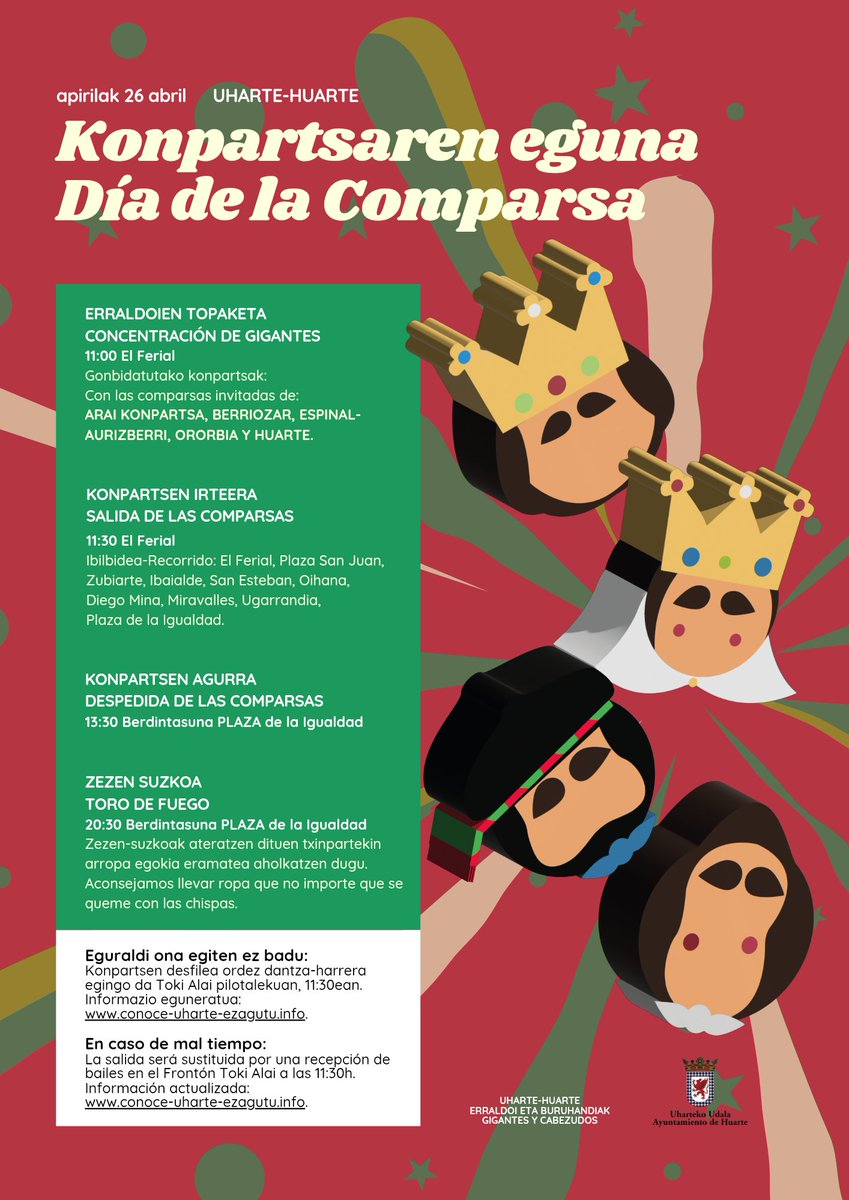 🎊🥳KONPARTSAREN EGUNEKO EGITARAUA / Apirilak 26

🎊🥳PROGRAMA DÍA DE LA COMPARSA / 26 de abril