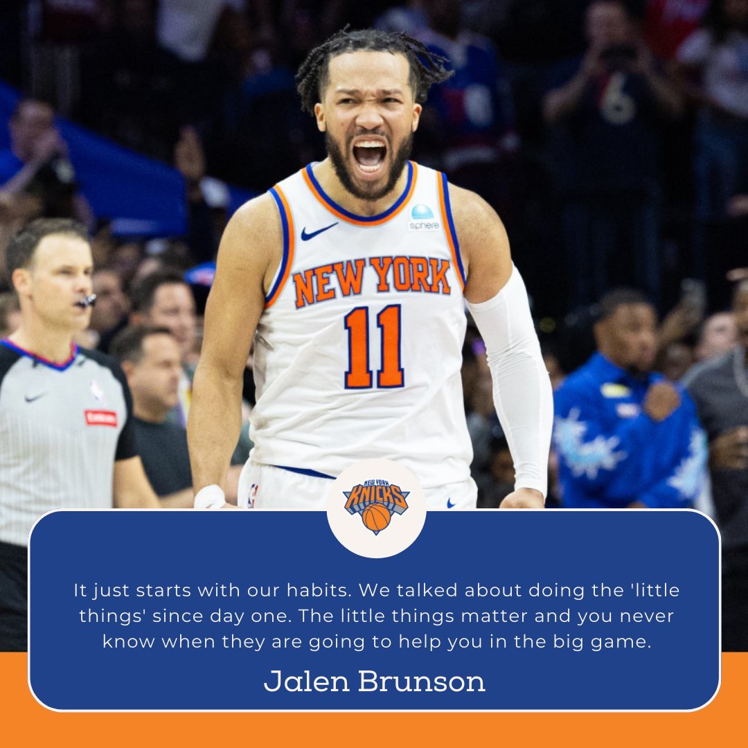 Jalen Brunson said, "It just starts with our habits. We talked about doing the 'little things' since day one. The little things matter and you never know when they are going to help you in the big game."

Your daily habits matter. 

What you do consistently defines your results.